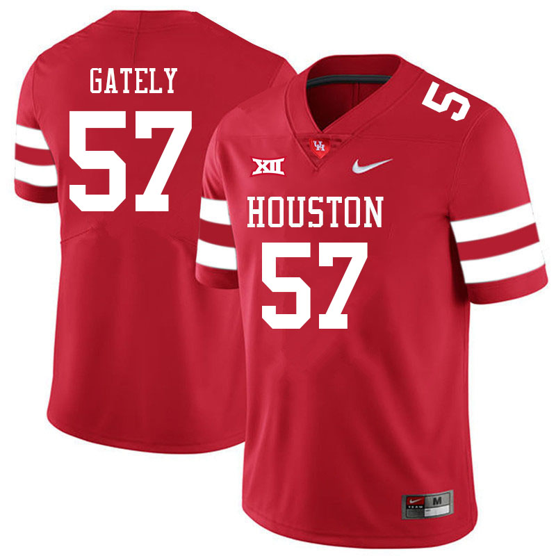 Men #57 Gavin Gately Houston Cougars College Big 12 Conference Football Jerseys Sale-Red